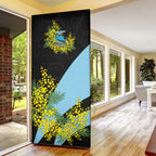 Cronulla Sutherland Sharks Door Cover Golden Wattle Floral Polynesian - Australian Flower - Rugby Mascot