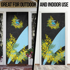 Cronulla Sutherland Sharks Door Cover Golden Wattle Floral Polynesian - Australian Flower - Rugby Mascot