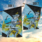 Cronulla Sutherland Sharks Garden Flag Golden Wattle Floral Polynesian - Australian Flower - Rugby Mascot