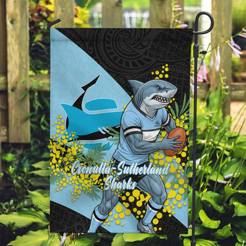 Cronulla Sutherland Sharks Garden Flag Golden Wattle Floral Polynesian - Australian Flower - Rugby Mascot