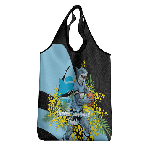 Cronulla Sutherland Sharks Grocery Bag Golden Wattle Floral Polynesian - Australian Flower - Rugby Mascot