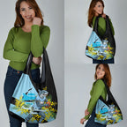 Cronulla Sutherland Sharks Grocery Bag Golden Wattle Floral Polynesian - Australian Flower - Rugby Mascot