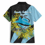 Cronulla Sutherland Sharks Hawaiian Shirt Golden Wattle Floral Polynesian - Australian Flower - Rugby Mascot