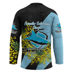 Cronulla Sutherland Sharks Hockey Jersey Golden Wattle Floral Polynesian - Australian Flower - Rugby Mascot