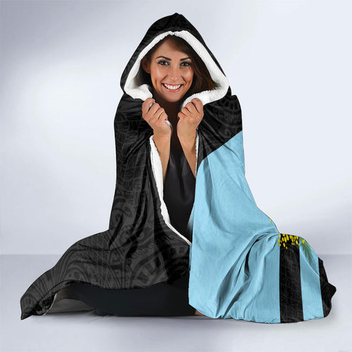 Cronulla Sutherland Sharks Hooded Blanket Golden Wattle Floral Polynesian - Australian Flower - Rugby Mascot