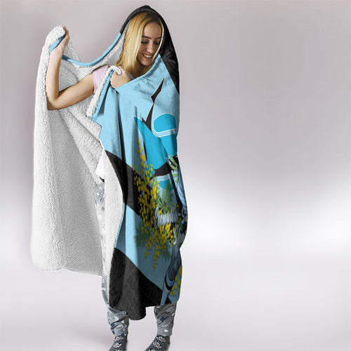 Cronulla Sutherland Sharks Hooded Blanket Golden Wattle Floral Polynesian - Australian Flower - Rugby Mascot