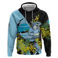 Cronulla Sutherland Sharks Hoodie Golden Wattle Floral Polynesian - Australian Flower - Rugby Mascot