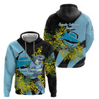 Cronulla Sutherland Sharks Hoodie Golden Wattle Floral Polynesian - Australian Flower - Rugby Mascot