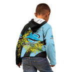 Cronulla Sutherland Sharks Kid Hoodie Golden Wattle Floral Polynesian - Australian Flower - Rugby Mascot