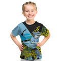 Cronulla Sutherland Sharks Kid T Shirt Golden Wattle Floral Polynesian - Australian Flower - Rugby Mascot