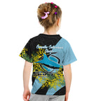 Cronulla Sutherland Sharks Kid T Shirt Golden Wattle Floral Polynesian - Australian Flower - Rugby Mascot