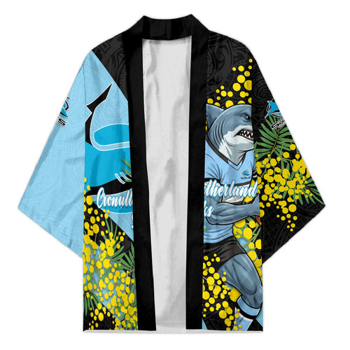 Cronulla Sutherland Sharks Kimono Golden Wattle Floral Polynesian - Australian Flower - Rugby Mascot