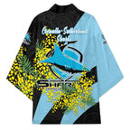 Cronulla Sutherland Sharks Kimono Golden Wattle Floral Polynesian - Australian Flower - Rugby Mascot