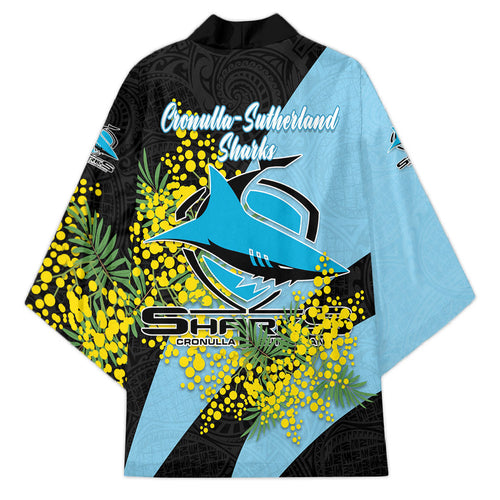 Cronulla Sutherland Sharks Kimono Golden Wattle Floral Polynesian - Australian Flower - Rugby Mascot