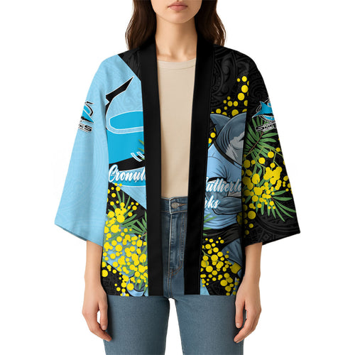 Cronulla Sutherland Sharks Kimono Golden Wattle Floral Polynesian - Australian Flower - Rugby Mascot