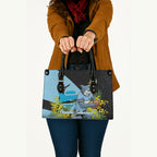 Cronulla Sutherland Sharks Leather Bag Golden Wattle Floral Polynesian - Australian Flower - Rugby Mascot
