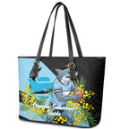 Cronulla Sutherland Sharks Leather Tote Bag Golden Wattle Floral Polynesian - Australian Flower - Rugby Mascot
