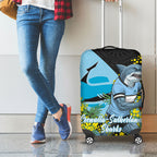 Cronulla Sutherland Sharks Luggage Cover Golden Wattle Floral Polynesian - Australian Flower - Rugby Mascot