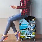 Cronulla Sutherland Sharks Luggage Cover Golden Wattle Floral Polynesian - Australian Flower - Rugby Mascot