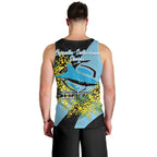 Cronulla Sutherland Sharks Men Tank Top Golden Wattle Floral Polynesian - Australian Flower - Rugby Mascot