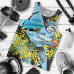 Cronulla Sutherland Sharks Men Tank Top Golden Wattle Floral Polynesian - Australian Flower - Rugby Mascot