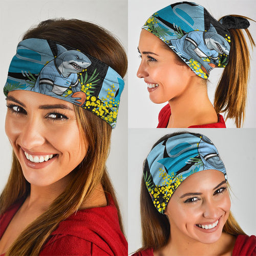 Cronulla Sutherland Sharks Neck Gaiter Golden Wattle Floral Polynesian - Australian Flower - Rugby Mascot