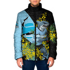 Cronulla Sutherland Sharks Padded Jacket Golden Wattle Floral Polynesian - Australian Flower - Rugby Mascot