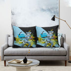 Cronulla Sutherland Sharks Pillow Cover Golden Wattle Floral Polynesian - Australian Flower - Rugby Mascot