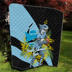 Cronulla Sutherland Sharks Quilt Golden Wattle Floral Polynesian - Australian Flower - Rugby Mascot