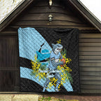Cronulla Sutherland Sharks Quilt Golden Wattle Floral Polynesian - Australian Flower - Rugby Mascot