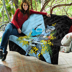 Cronulla Sutherland Sharks Quilt Golden Wattle Floral Polynesian - Australian Flower - Rugby Mascot