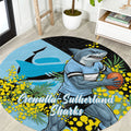 Cronulla Sutherland Sharks Round Carpet Golden Wattle Floral Polynesian - Australian Flower - Rugby Mascot
