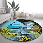 Cronulla Sutherland Sharks Round Carpet Golden Wattle Floral Polynesian - Australian Flower - Rugby Mascot