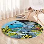 Cronulla Sutherland Sharks Round Carpet Golden Wattle Floral Polynesian - Australian Flower - Rugby Mascot