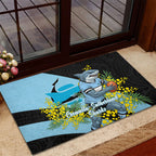 Cronulla Sutherland Sharks Rubber Doormat Golden Wattle Floral Polynesian - Australian Flower - Rugby Mascot