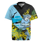 Cronulla Sutherland Sharks Rugby Jersey Golden Wattle Floral Polynesian - Australian Flower - Rugby Mascot