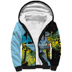 Cronulla Sutherland Sharks Sherpa Hoodie Golden Wattle Floral Polynesian - Australian Flower - Rugby Mascot