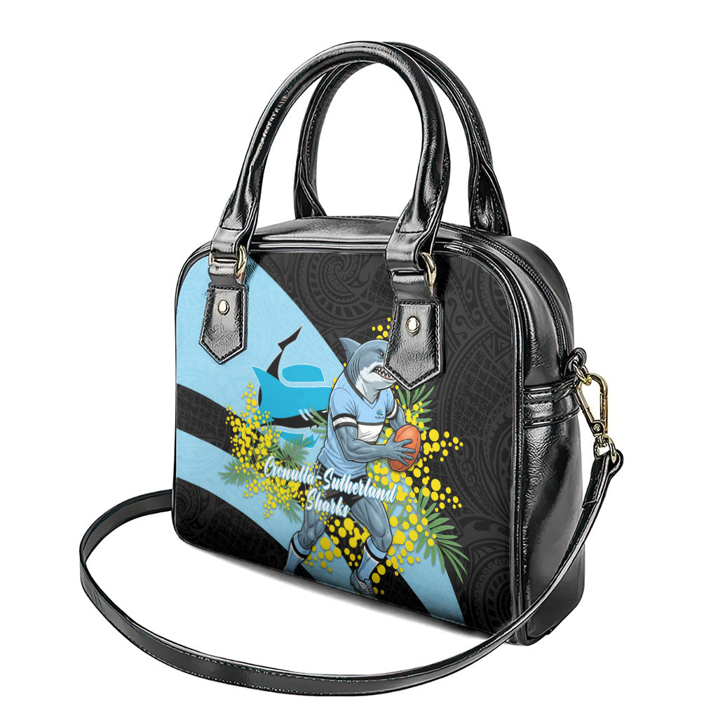 Cronulla Sutherland Sharks Shoulder Handbag Golden Wattle Floral Polynesian - Australian Flower - Rugby Mascot