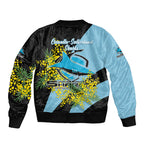 Cronulla Sutherland Sharks Sleeve Zip Bomber Jacket Golden Wattle Floral Polynesian - Australian Flower - Rugby Mascot