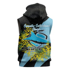 Cronulla Sutherland Sharks Sleeveless Zip Hoodie Golden Wattle Floral Polynesian - Australian Flower - Rugby Mascot
