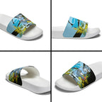 Cronulla Sutherland Sharks Slide Sandals Golden Wattle Floral Polynesian - Australian Flower - Rugby Mascot