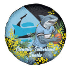 Cronulla Sutherland Sharks Spare Tire Cover Golden Wattle Floral Polynesian - Australian Flower - Rugby Mascot