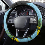 Cronulla Sutherland Sharks Steering Wheel Cover Golden Wattle Floral Polynesian - Australian Flower - Rugby Mascot