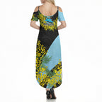 Cronulla Sutherland Sharks Summer Maxi Dress Golden Wattle Floral Polynesian - Australian Flower - Rugby Mascot