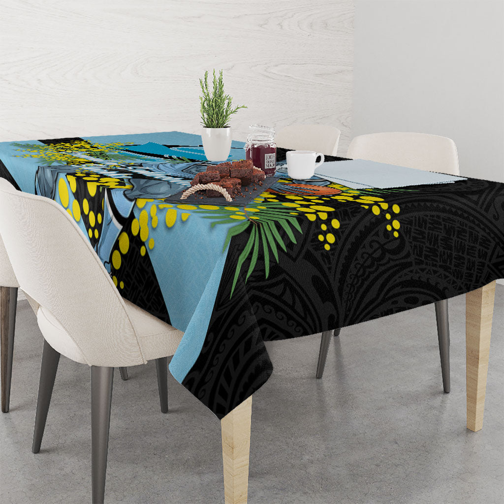 Cronulla Sutherland Sharks Tablecloth Golden Wattle Floral Polynesian - Australian Flower - Rugby Mascot