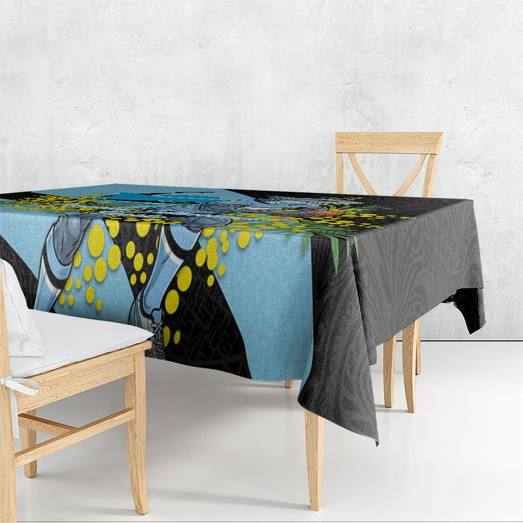 Cronulla Sutherland Sharks Tablecloth Golden Wattle Floral Polynesian - Australian Flower - Rugby Mascot