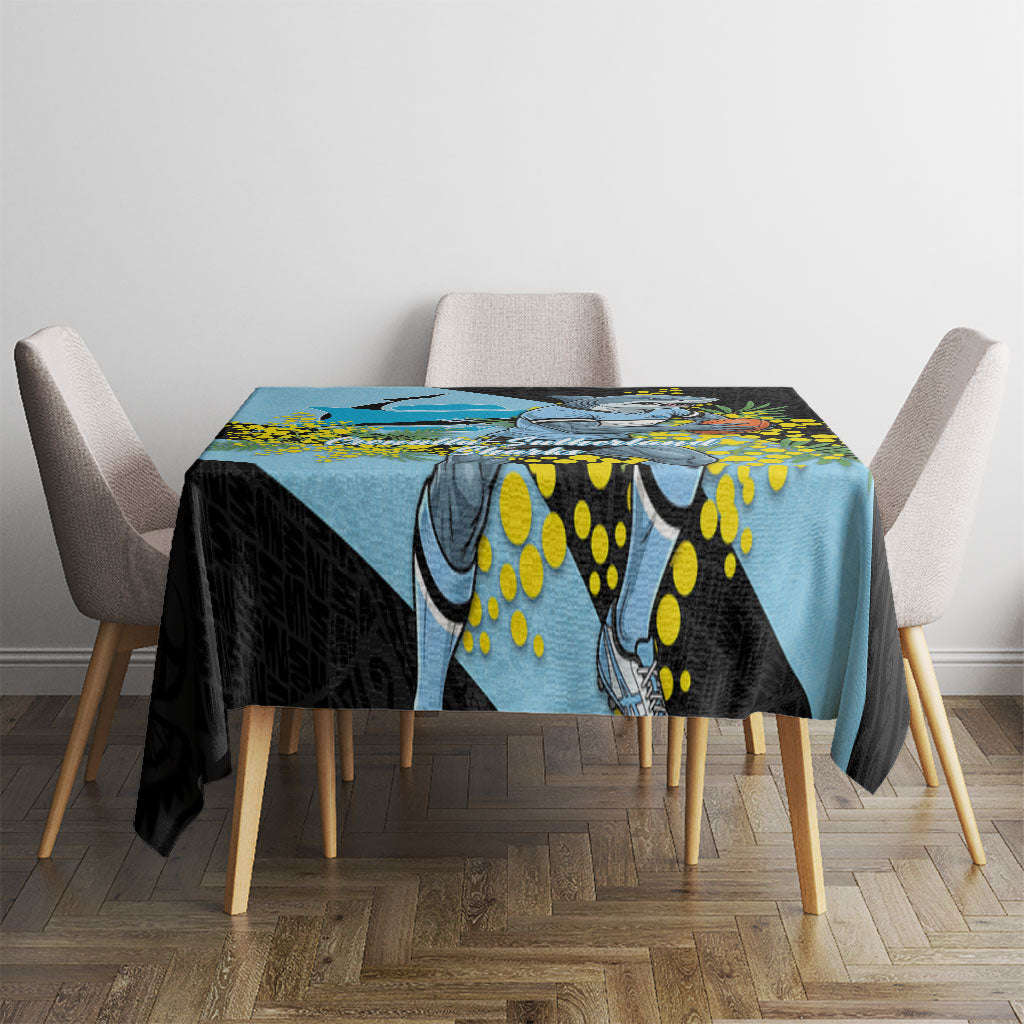 Cronulla Sutherland Sharks Tablecloth Golden Wattle Floral Polynesian - Australian Flower - Rugby Mascot