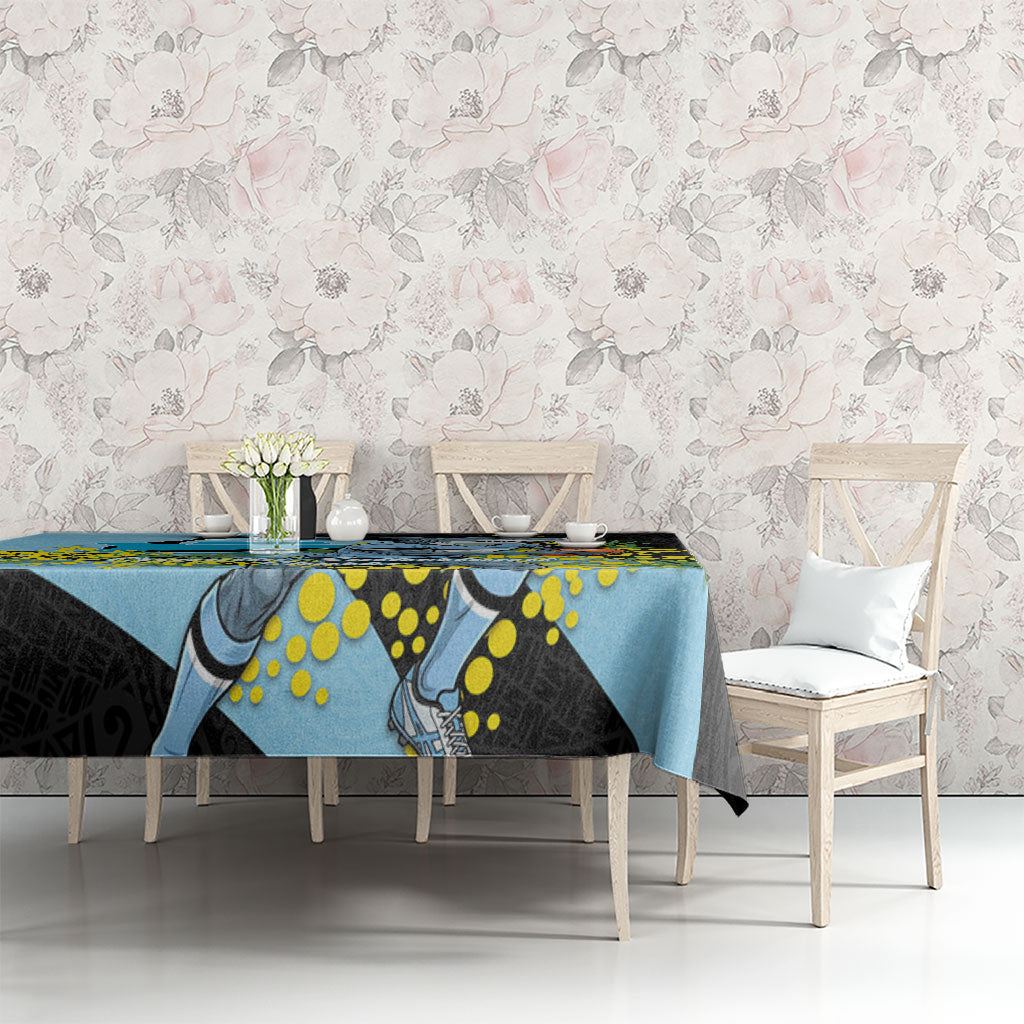 Cronulla Sutherland Sharks Tablecloth Golden Wattle Floral Polynesian - Australian Flower - Rugby Mascot