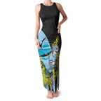 Cronulla Sutherland Sharks Tank Maxi Dress Golden Wattle Floral Polynesian - Australian Flower - Rugby Mascot