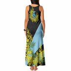 Cronulla Sutherland Sharks Tank Maxi Dress Golden Wattle Floral Polynesian - Australian Flower - Rugby Mascot